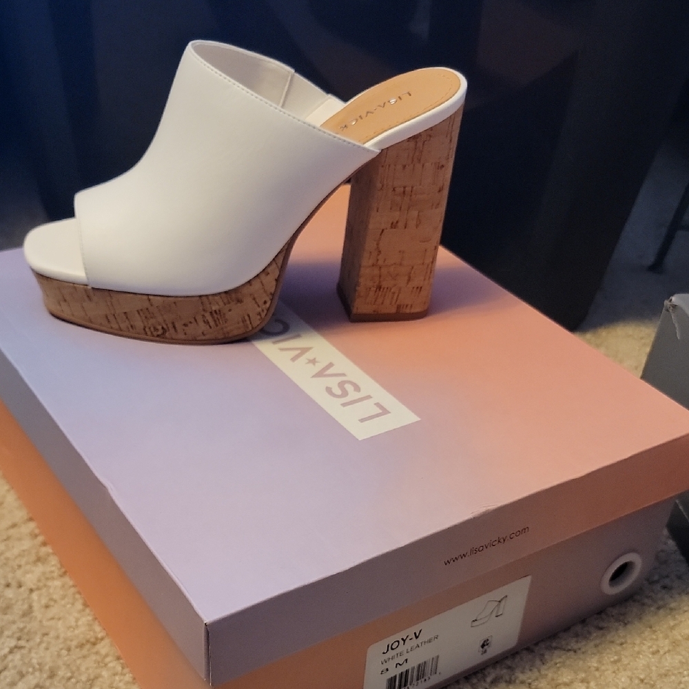 White Leather Platform Heels